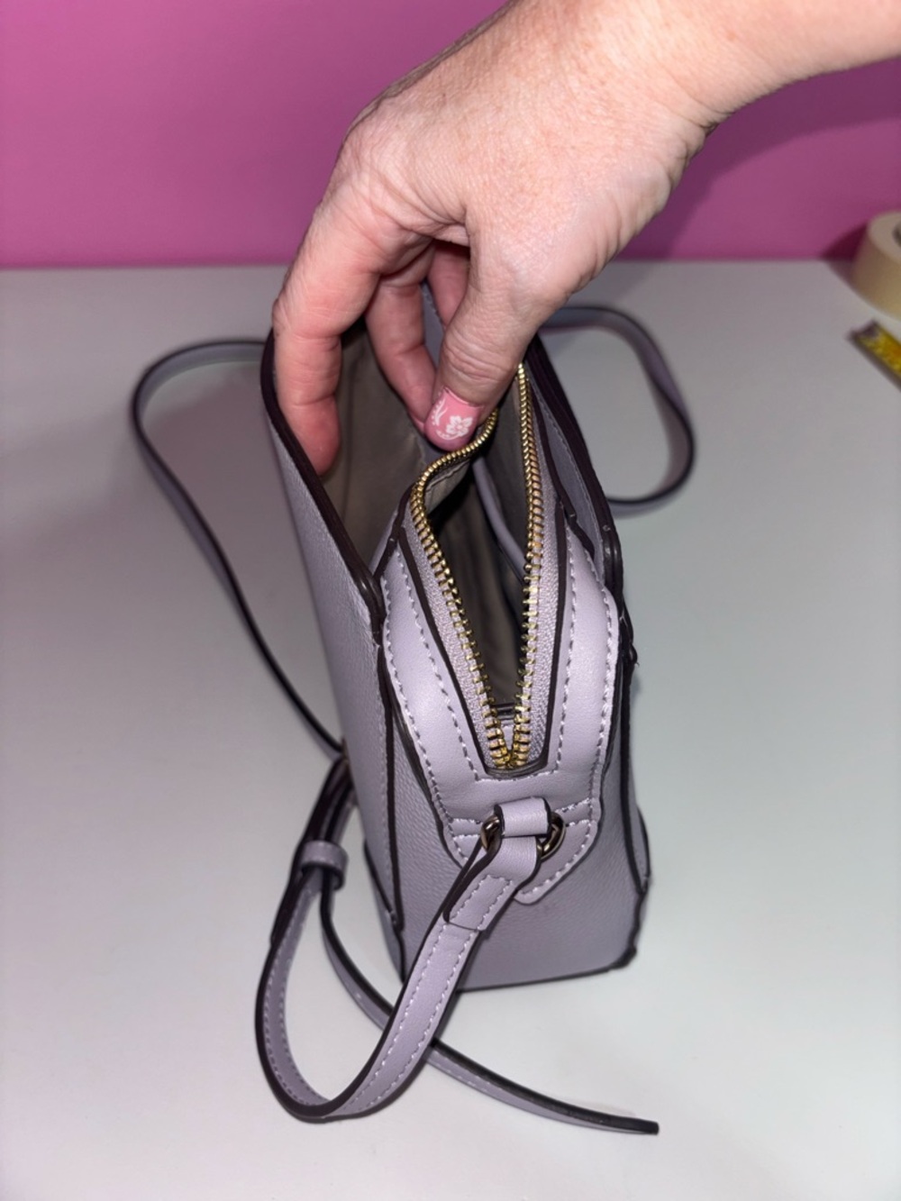Nine West Soft Lavender Pebbled Crossbody - Picture 5 of 11
